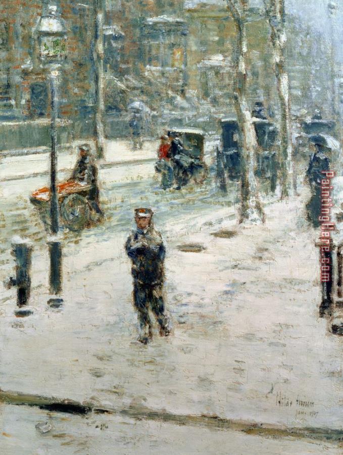 childe hassam Snow Storm on Fifth Avenue